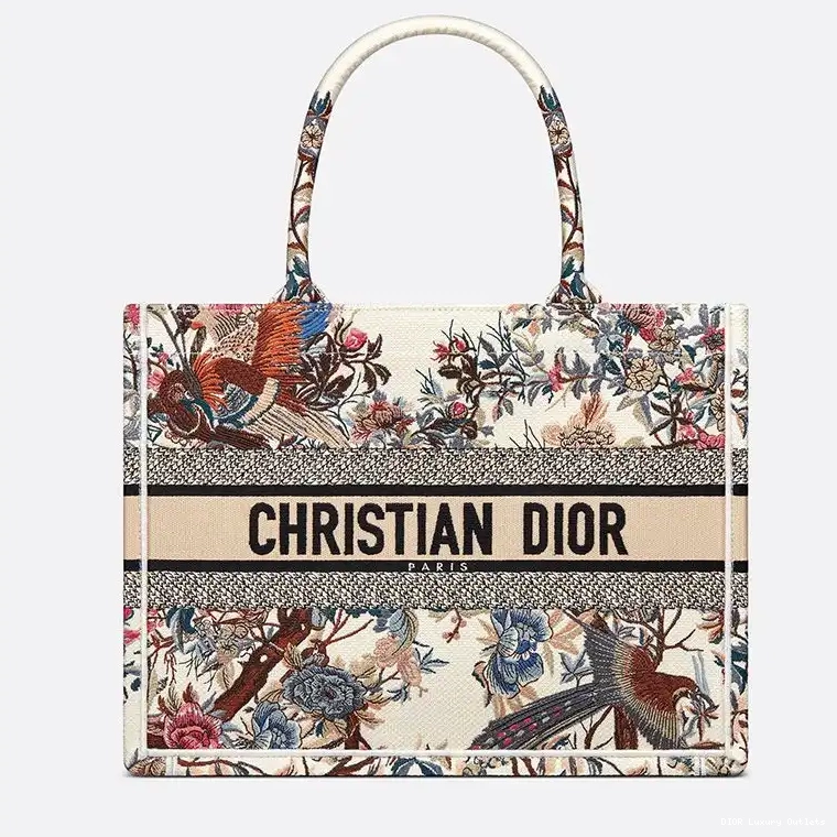 Canvas Motif White Book Dior Jardin d'Hiver Tote 0627 Luxury